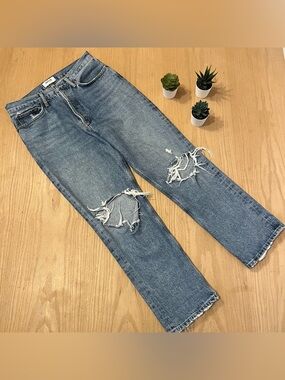 AGOLDE Lana Distressed Straight Leg Cropped Jeans